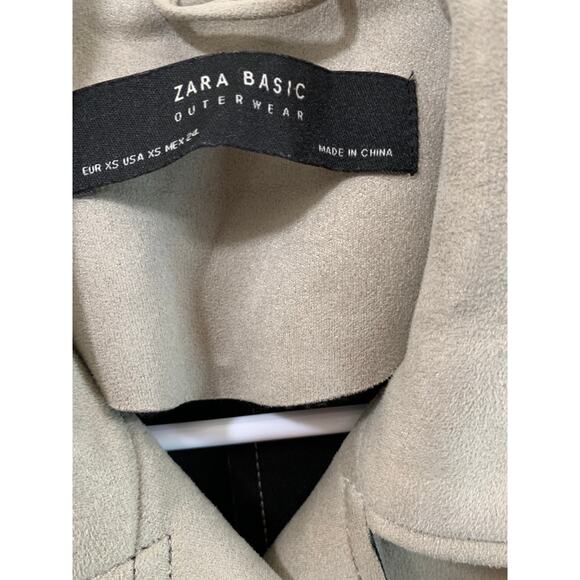 Zara Basic Faux Suede Jacket Womens Extra Small Brown Jacket - Picture 3 of 7